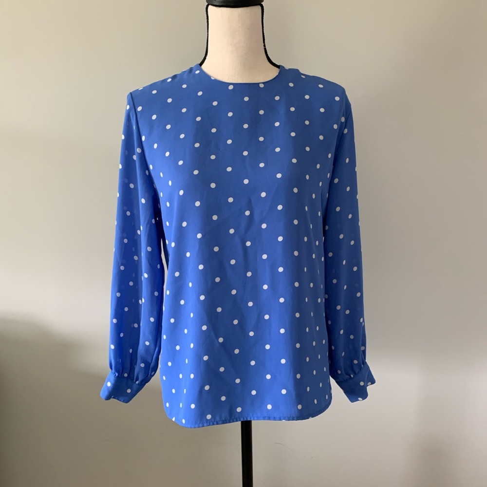 Chaus | Vintage Blue Dot Blouse size 6